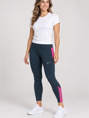 Nike dry fit running pants 3/4 length - size L women’s. Gray and pink
